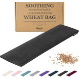 Qomfor - Pittenzak met Zachte Fleece Hoes - Langwerpig 48 x 15 cm- Graan & Lavendel Gevuld - Zwart
