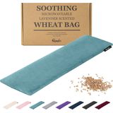 Qomfor - Pittenzak met Zachte Fleece Hoes - Langwerpig 48 x 15 cm- Graan & Lavendel Gevuld - Groen/Blauw