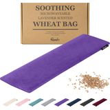 Qomfor - Pittenzak met Zachte Fleece Hoes - Langwerpig 48 x 15 cm- Graan & Lavendel Gevuld - Paars