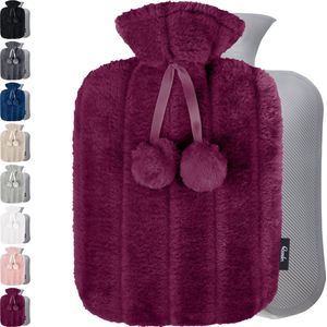 Qomfor Warmwaterkruik met Zachte Hoes - 1,6 L Kruik - Ideaal voor Pijnverlichting en Ontspanning - Paars