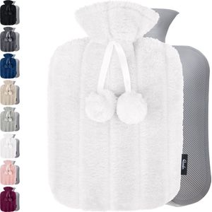 Qomfor - Warmwaterkruik - Wit - 1,6 L - Zachte Hoes