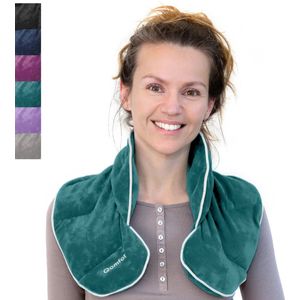 Qomfor - Pittenzak Magnetron - Warmtekussen Nek en Schouder - Groen / Blauw - Lavendel en Tarwe Gevuld