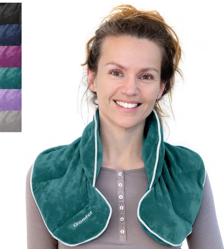 Qomfor - Pittenzak Magnetron - Warmtekussen Nek en Schouder - Groen / Blauw - Lavendel en Tarwe Gevuld