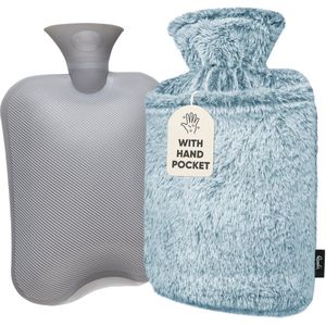 Qomfor Kruik met Extra Zachte Hoes met Kangoeroezak - 1.8 liter - Warmwaterkruik voor Pijnverlichting en Ontspanning - Groen