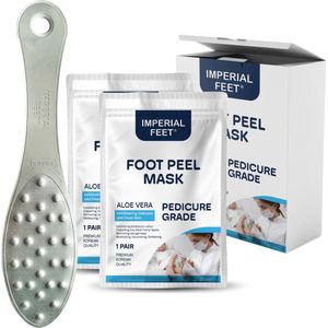 Luxe Voetverzorgingsset: Professionele Eeltrasp, Voetrasp, Dubbelzijdige Voetvijl, Aloe Vera Exfoliërend Voet Peeling Masker 2 Pack - Pedicure Sokken, Voetmasker voor Dode Huidverwijdering & Huidherstel