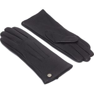 Leren Handschoenen Dames - Authentieke leernerf - Touchscreen Dames Handschoenen Zwart - model Yara - Warm gevoerde Leren Handschoenen - 100% Echt geitenleder - maat S