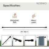 Noswo Gordijnroede - Uitschuifbaar - 183 tot 366 cm - Gordijnstang - Gordijnrails Compleet - Metaal - 300cm - Zwart