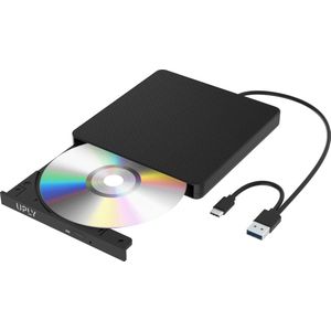 UPLY Externe DVD Speler - USB 3.0 en USB-C - Voor Laptop - Windows en Mac