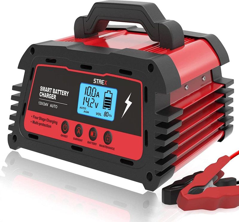 Strex - SP227 - Acculader - 12V/24V - LCD-Scherm - 5A/10A/25A