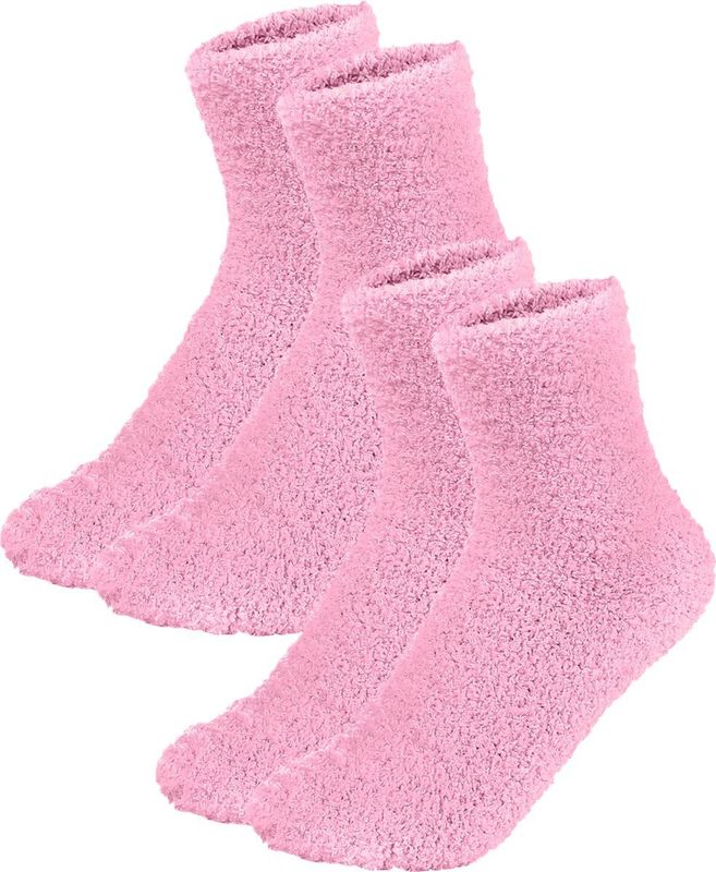 Fluffy - Huissokken - Roze - Dikke Wintersokken - Badstof