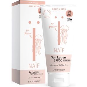 Naïf Zonnebrand Lotion - 0% parfum - Baby & Kids - SPF 50 - 200ml - met Natuurlijke Ingrediënten