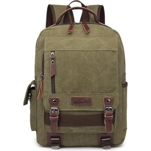 Bagwise® - Rugzak - Rugtas - Schooltas - Canvas -25 L -  Vintage - 15"" inch Laptopvak -1270 Groen