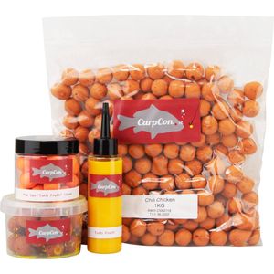 Voerpakket 'Chili Chicken/Tutti Frutti' Klein - 20mm - Met 20mm Boilies, Bait Smoke, Pop-Ups & Hookbaits - Karper voer/boilies - Voordeelpakket voor vissers - Karper lokvoer Visset