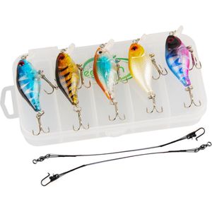 Kunstaas Crankbait Set met Stalen Onderlijnen - 8-delig - 4.5cm - Roofvissen