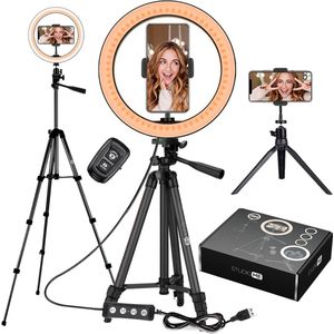 Studio ME Ringlamp met Statief - 10 Inch - 30 Lichtstanden - Incl. Afstandsbediening