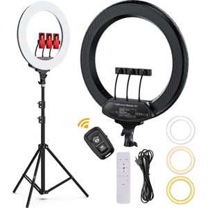 Studio ME Ringlamp - 18 Inch - Zwart - Incl. Statief - Afstandsbediening