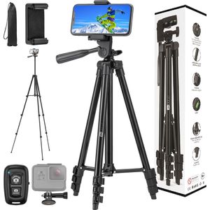 Studio ME Telefoon Statief - 128 cm - Zwart - Incl. Bluetooth Afstandsbediening