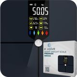 e.volve - Personenweegschaal - Zwart - Slimme Weegschaal met Lichaamsanalyse - 22 Metingen