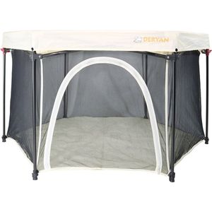 Deryan Draagbare Kinderbox - Cream - Vaste matrasbodem - Reisbox - campingbedje