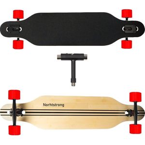 Longboard | 104 cm | Northstrong | zwart | rode wielen