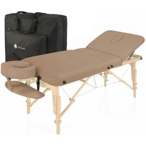 ZenGrowth - Nimman - Massagetafel - Mocca - Inklapbaar - Beukenhout - PU Leer