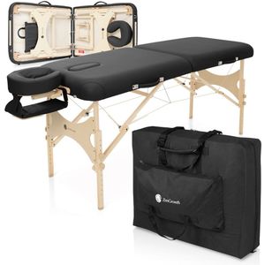 ZenGrowth - Belverde - Massagetafel - Zwart - Inklapbaar - Breedte 71 cm - Hoogte 60 tot 89 cm - Drielaags matras