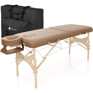 ZenGrowth - Belverde - Massagetafel - Mocca - Inklapbaar - Breedte 71 cm - Hoogte 60 tot 89 cm - Drielaags matras