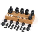 ZenGrowth - Hotstones - 64 Stuks - Massage Stenen - 100% Basaltsteen - Inclusief Bamboe Opbergdoos