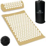 Pure Relief - Spijkermat Set met Speciaal Kussen Acupressuur met Acupunctuur Drukpunten Massagemat - Zwart XL Gratis Spijkerbal (Grijs)