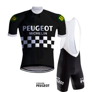 Retro Wielertenue Peugeot Zwart/Wit - REDTED