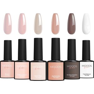 Moods Gellac 6-delige Set - Gel Nagellak - 8ML - The Nude Edition - Gellac - Nagels - Gellak Starterspakket - Nude Kleuren