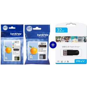 Brother LC3211BK & LC3211VAL - Inktcartridge - Multicolor & Zwart - Incl. USB-stick