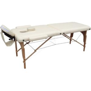 Massagetafel 2-delig -Reiki tafel - Bekleding 7.6 cm - Creme - Opvouwbaar - Met draagtas