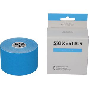 Skinestics Kinesiologie tape – Sport tape – Fysio tape – Kleur Blauw – nu 20% langer, 600 cm lang bij 5 cm breed, 170% rekbaar gelijk aan menselijke huid, standaard voorzien van extra sterke lijm, katoen, voor het hele lichaam, medical taping
