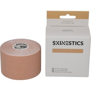 Skinestics Kinesiologie tape – Sport tape – Fysio tape – Kleur Beige – nu 20% langer, 600 cm lang bij 5 cm breed, 170% rekbaar gelijk aan menselijke huid, standaard voorzien van extra sterke lijm, katoen, voor het hele lichaam, medical taping