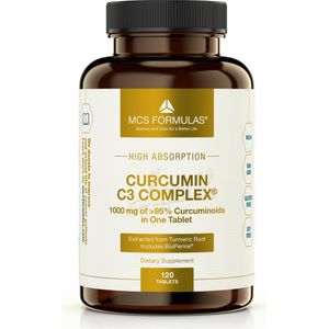 Curcumin C3 Complex - 1000 mg - 120 Tablets - Kurkuma met Zwarte Peper Bioperine - High Strength Curcumine