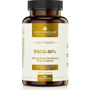 EGCG 80% - GREEN TEA EXTRACT - 400mg - 100 Vegan Capsules - Groen Thee - Decaffeinated
