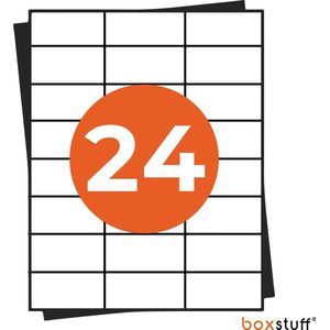 Boxstuff - 1000 Vellen - Adres Etiketten Stickers - Geschikt Inktjet En Laserprinters - 24 Per Vel - 70x36mm