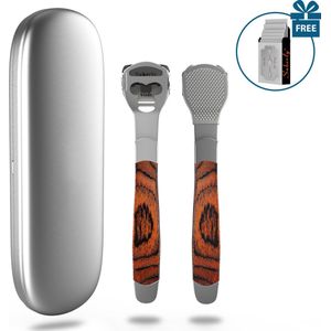 Eelt Verwijderaar met Opbergkoker– Incl. 20 Dubbelzijdige Mesjes - Voetverzorging – Voetvijl – Eeltrasp – Eeltschaaf – Eeltschraper - Roestvrij Staal