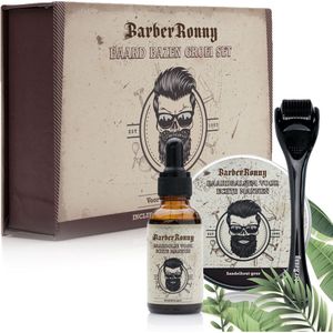 BarberRonny - Baard Groei Set - Baardverzorging set - Baardolie - Baardroller - Baardbalsem - Baardgroei kit - Derma Roller