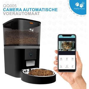 Pretty Paws QQ005 - Voerautomaat met WiFi en Camera - Kat - 4L - Zwart