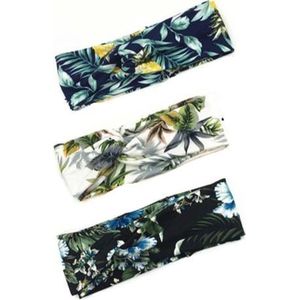 Set 3 stuks dames haarbanden tropisch ananas gebloemd - meiden - tieners - vrouwen - volwassenen haarbanden gebloemd | haarband bloemenprint met knoop