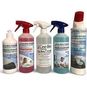 Schoonmaakpakket | 5 unieke producten | Toiletreiniger | Ontkalker | Ontvetter | Glasreiniger | Interieurreiniger