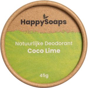 HappySoaps Natuurlijke Deodorant - Kokos & Limoen - Energieke en Positieve Geur - 100% Plasticvrij, Vegan & Natuurlijk - 50gr