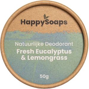 HappySoaps Natuurlijke Deodorant - Fresh Eucalyptus & Lemongrass - Energieke Geurexplosie - 100% Plasticvrij, Vegan & Natuurlijk - 50gr