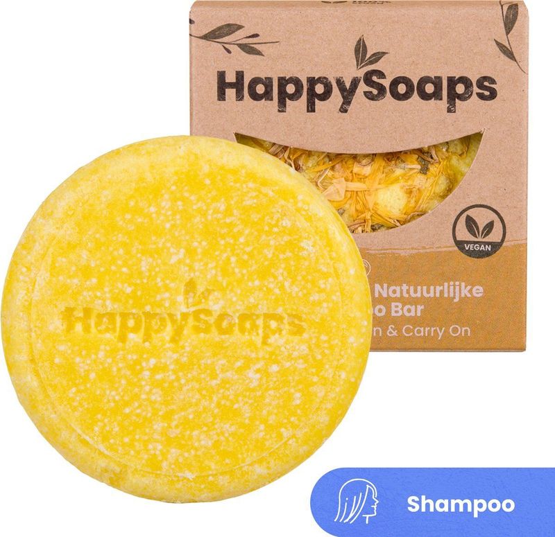 HappySoaps - Chamomile Down & Carry On - Shampoo Bar - Geel - 70gr - 100% Plasticvrij, Natuurlijk en Vegan