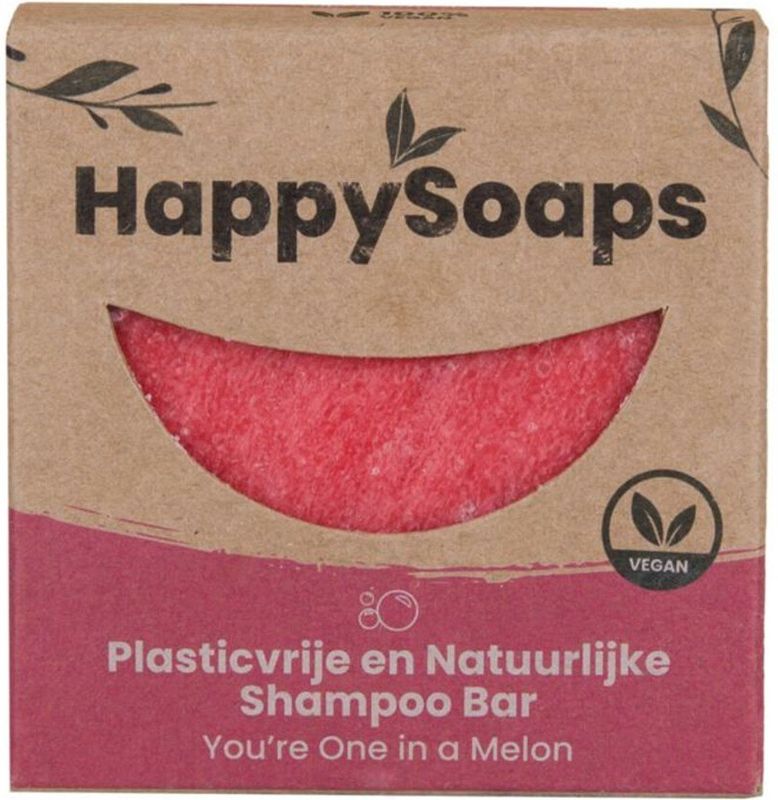 HappySoaps Shampoo Bar - You're One in a Melon - Krullen en Droog Haar - 100% Plasticvrij, Natuurlijk en Vegan - 70gr