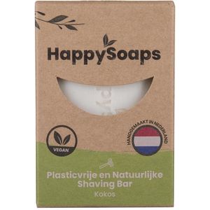 Happy Soaps -Natuurlijke - Scheerzeep - Kokos - Plasticvrij - Vegan - Dierproefvrij - 80 gram