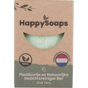 HappySoaps Gezichtsreiniger Bar & Make-up Remover - Aloe Vera - Zacht, Verzorgend en Lekker Geurend - 100% Plasticvrij, Vegan & Natuurlijk - 70gr