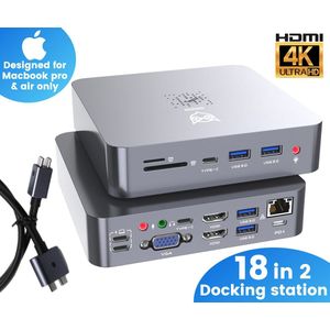 Good2know Macbook Hub - Docking station - 18 in 2 - 4k HDMI - Usb Splitter - Alleen Geschikt voor Macbook Air en Macbook Pro